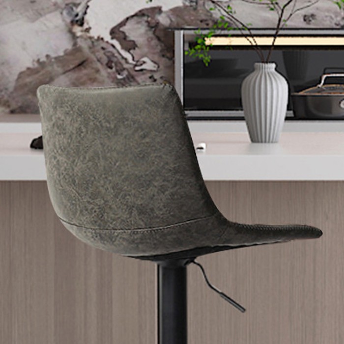 Sgabello da bar SOUL – PU grigio – Altezza regolabile 88-109 cm – Piedi in metallo – Stile vintage