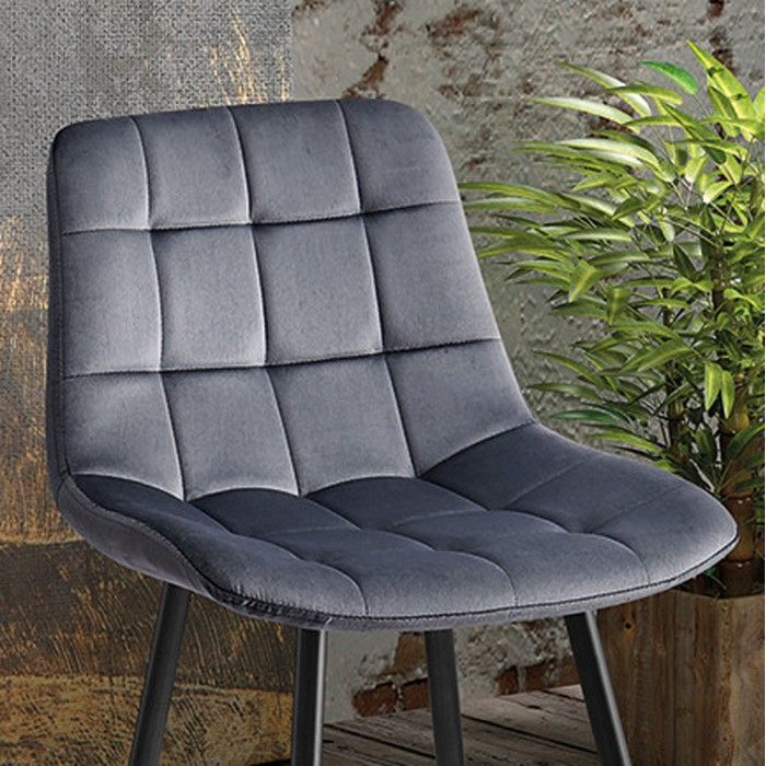 Sedia da bancone JUTE – Velluto grigio scuro – Gambe in metallo – Altezza 95 cm – Stile contemporaneo