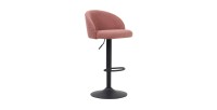 Tabouret de bar HYDRA – Bouclé rose – Hauteur réglable 86-107 cm – Pieds en métal – Style tendance