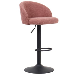 Taburete de bar HYDRA – Bouclé rosa – Altura ajustable 86-107 cm – Patas de metal – Estilo de moda