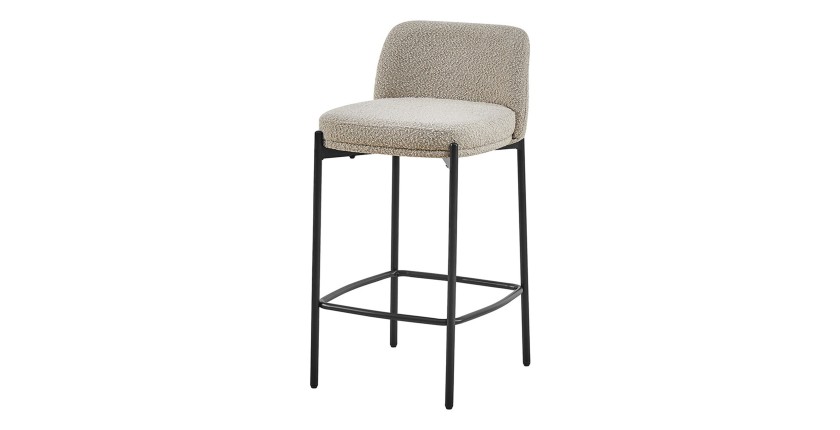 Chaise de comptoir ELISE – Couleur sable – Pieds en métal – Hauteur 85 cm – Style moderne