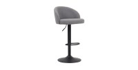 Taburete de bar HYDRA – Bouclé gris claro – Altura ajustable 86-107 cm – Patas de metal – Estilo moderno