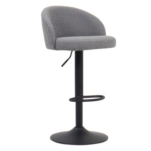 Taburete de bar HYDRA – Bouclé gris claro – Altura ajustable 86-107 cm – Patas de metal – Estilo moderno