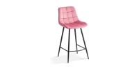 Chaise de comptoir JUTE – Velours rose – Pieds en métal – Hauteur 95 cm – Style contemporain