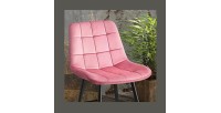 Chaise de comptoir JUTE – Velours rose – Pieds en métal – Hauteur 95 cm – Style contemporain