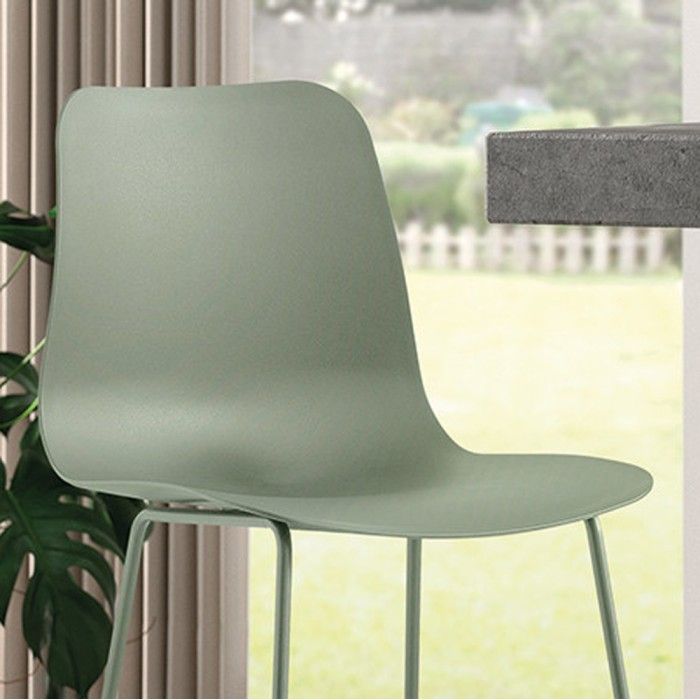 Sedia da bancone MARIO - PP verde-grigio - Gambe in metallo - Altezza 100,5 cm - Stile moderno