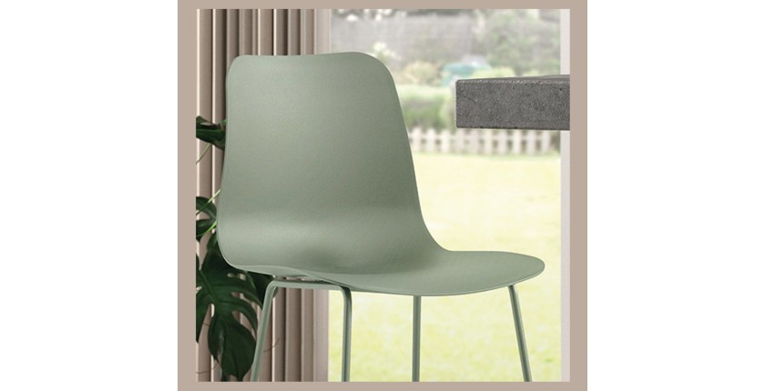 Tellerstoel MARIO - PP grijs-groen - Metalen poten - Hoogte 100,5 cm - Moderne stijl