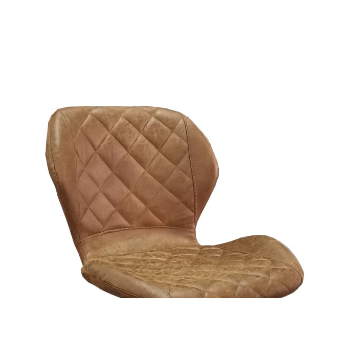 Taburete de bar MABEL – PU coñac – Altura ajustable 90-111 cm – Patas de metal – Estilo vintage