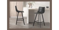 Barhocker OZON – PU Schwarz – Metallbeine – Höhe 98 cm – Industriestil