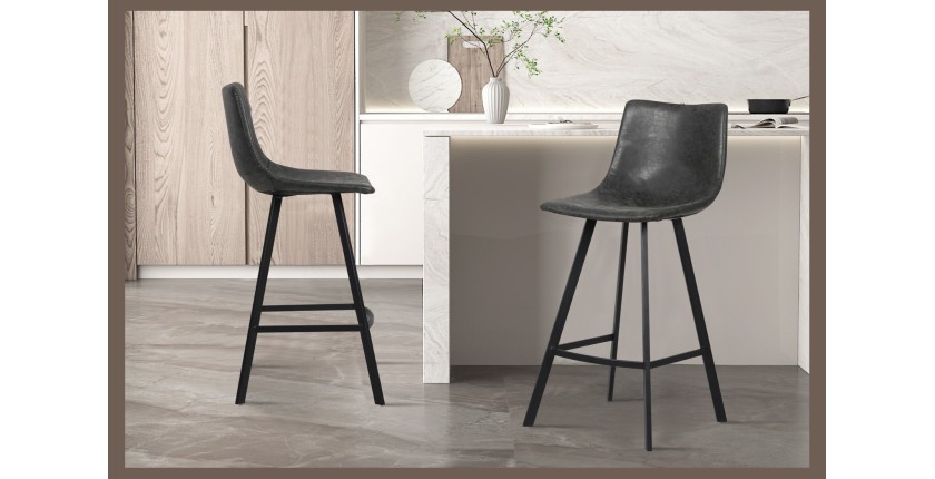 Barhocker OZON – PU Schwarz – Metallbeine – Höhe 98 cm – Industriestil