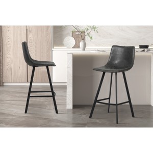 Barhocker OZON – PU Schwarz – Metallbeine – Höhe 98 cm – Industriestil