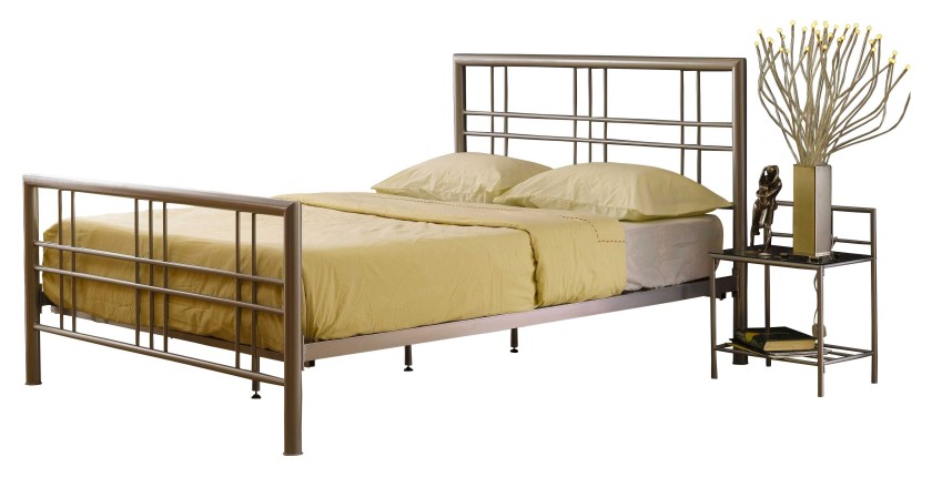 Letto PAXOS 160x200 cm in metallo colore grigio argento con rete a doghe.