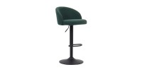 Tabouret de bar HYDRA – Bouclé vert – Hauteur réglable 86-107 cm – Pieds en métal – Style moderne