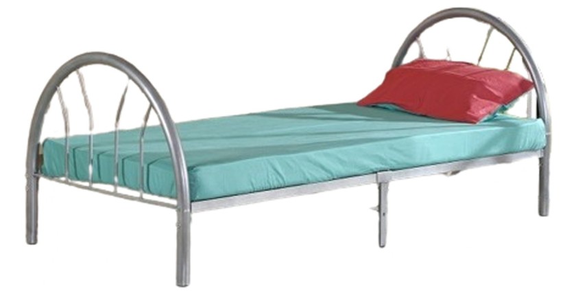 Bett mit Lattenrost CAMILLE 90x200 aus Metall, Farbe Silber – 210 x 88 x 95 cm