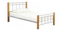 Lit EVELINE – 90x200 cm – Métal et bois gris – Sommier inclus – Style design
