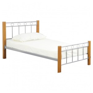 Lit EVELINE – 90x200 cm – Métal et bois gris – Sommier inclus – Style design