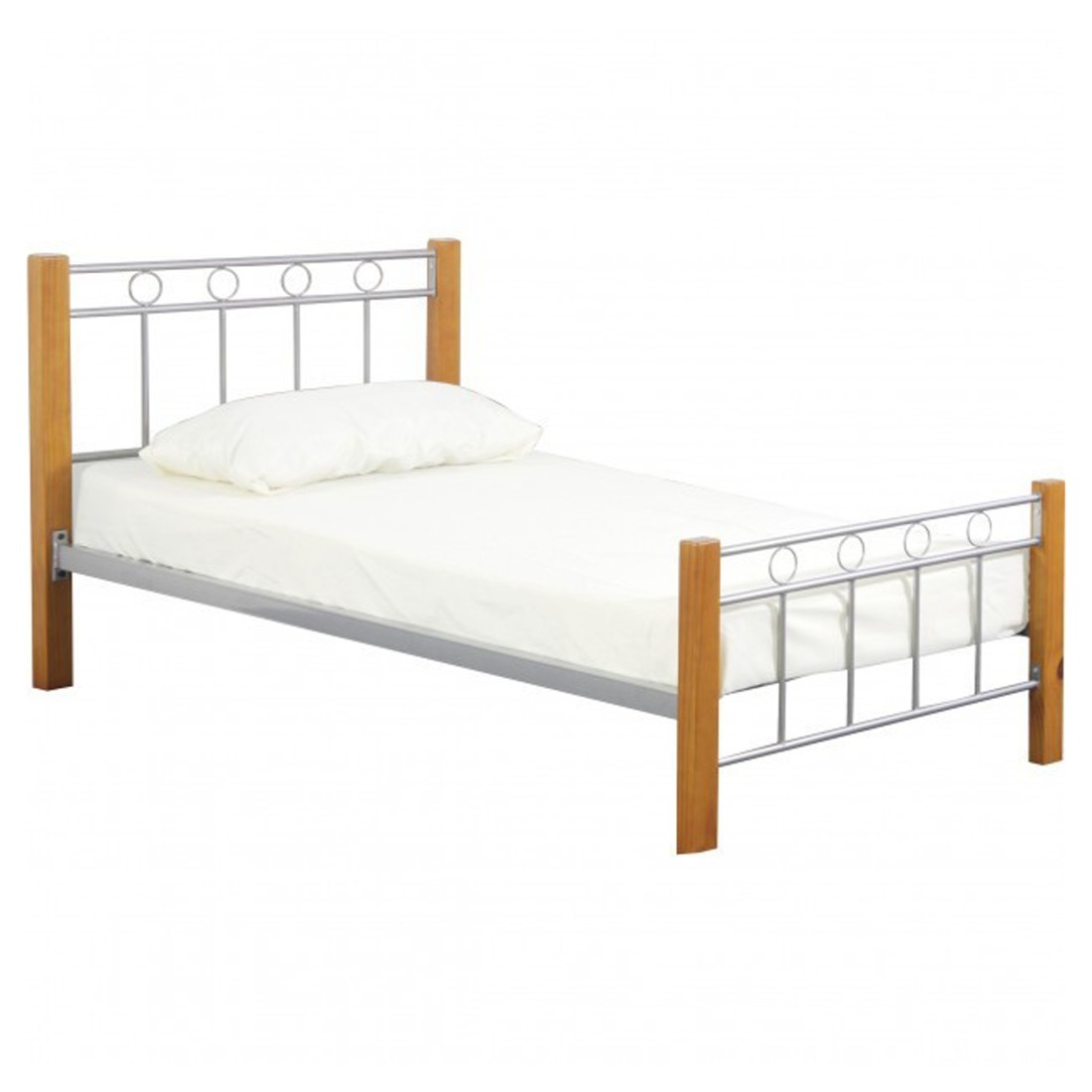 Lit EVELINE – 90x200 cm – Métal et bois gris – Sommier inclus – Style design