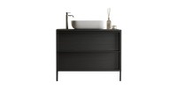 Meuble de salle de bain avec évier et 2 tiroirs, collection FRASSI. Coloris noir cendré