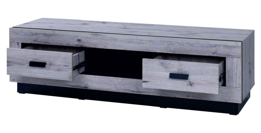 Meuble TV grand modèle MALAGA - Coloris chêne Wellington - 170 x 45 x 48 cm