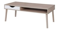 Table basse OSLO - Coloris chêne et blanc - Style scandinave - 120 x 60 x 45 cm