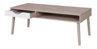 Table basse OSLO - Coloris chêne et blanc - Style scandinave - 120 x 60 x 45 cm