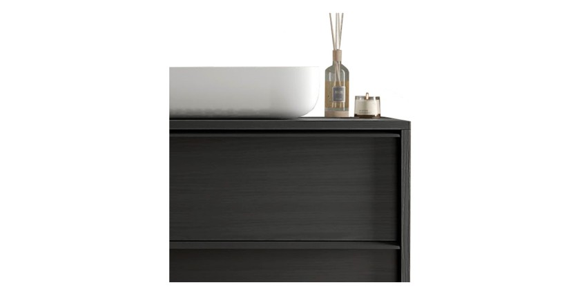 Meuble de salle de bain FRASSI – 79 cm – Noir cendré – Évier inclus – 2 tiroirs