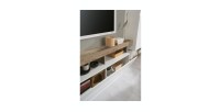 Ensemble meubles salon avec rangements, collection BURA, longueur 219 cm, blanc laqué/chêne cadiz