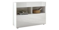 Buffet 1 tiroir et 1 porte abattante, collection SULTANO, coloris blanc, idéal dans votre salon ou salle à manger