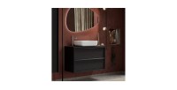 Meuble de salle de bain suspendu FRASSI – 92 cm – Noir cendré – Évier inclus – 2 tiroirs
