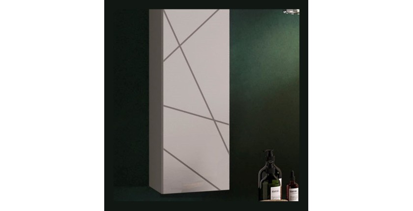Meuble de salle de bain suspendu VITARIO – 1 porte – Blanc brillant – Design moderne