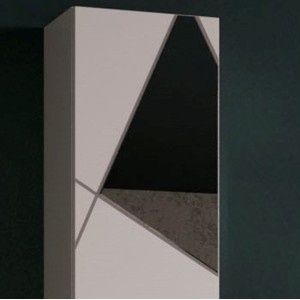 Meuble de salle de bain suspendu VITARIO – 1 porte – Blanc brillant – Design moderne