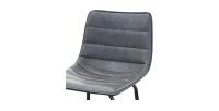 Lot de 2 tabourets de bar avec dossier effet cuir gris quartz collection NETS - Style industriel