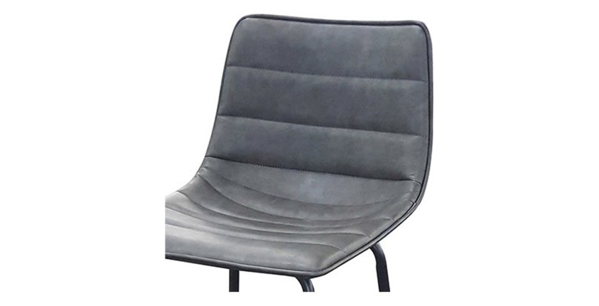 Lot de 2 tabourets de bar avec dossier effet cuir gris quartz collection NETS - Style industriel