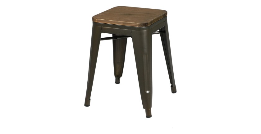 Lot de 4 tabourets style industriel en métal, coloris gris – Collection FACTORY.