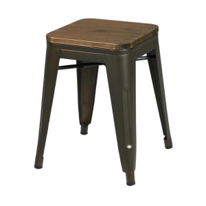 Lot de 4 tabourets style industriel en métal, coloris gris – Collection FACTORY.