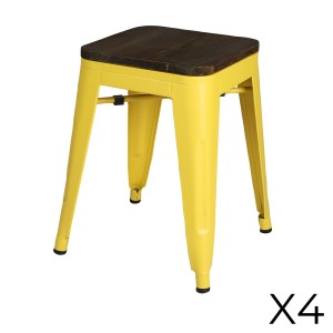 Set von 4 Barhockern im Industriestil aus Metall, gelb – Kollektion FACTORY.