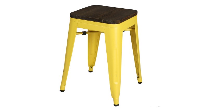 Lot de 4 tabourets style industriel en métal, coloris jaune – Collection FACTORY.