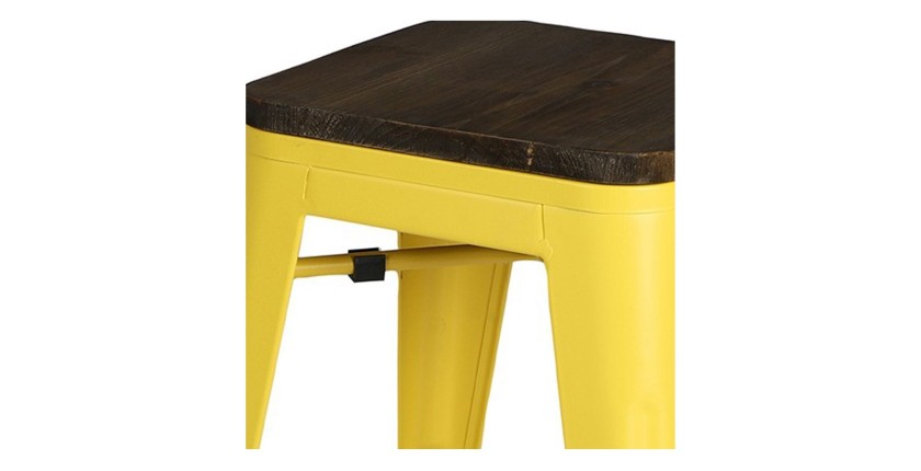Lot de 4 tabourets style industriel en métal, coloris jaune – Collection FACTORY.