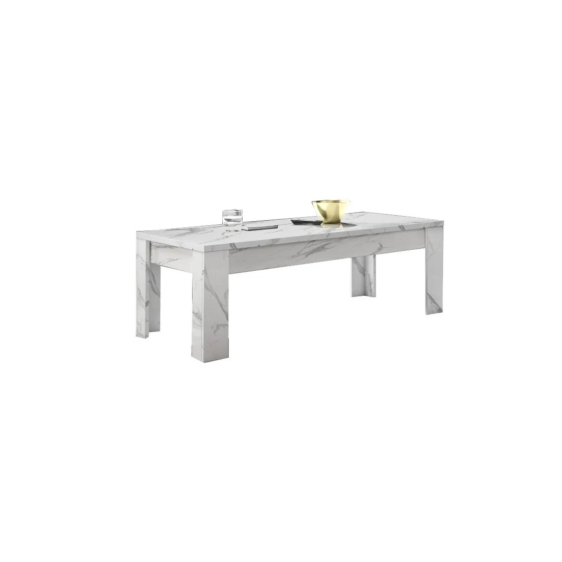 Table basse COLOMARMO - Coloris blanc effet marbre - Idéal pour apporter une touche d'élégance à votre salon.