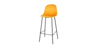 Lot de 4 tabourets de bar avec dossier en velours jaune et structure en métal collection LALY - Style industriel