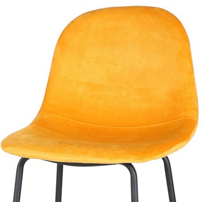 Set di 4 sgabelli da bar con schienale in velluto giallo e struttura in metallo collezione LALY - Stile industriale