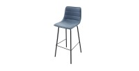Lot de 2 tabourets de bar avec dossier effet cuir bleu denim collection NETS - Style industriel