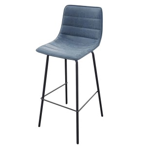 Lot de 2 tabourets de bar avec dossier effet cuir bleu denim collection NETS - Style industriel
