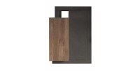 Meuble TV 1 porte 2 tiroirs, collection DOMI, gris anthracite/chêne foncé, pour salon design