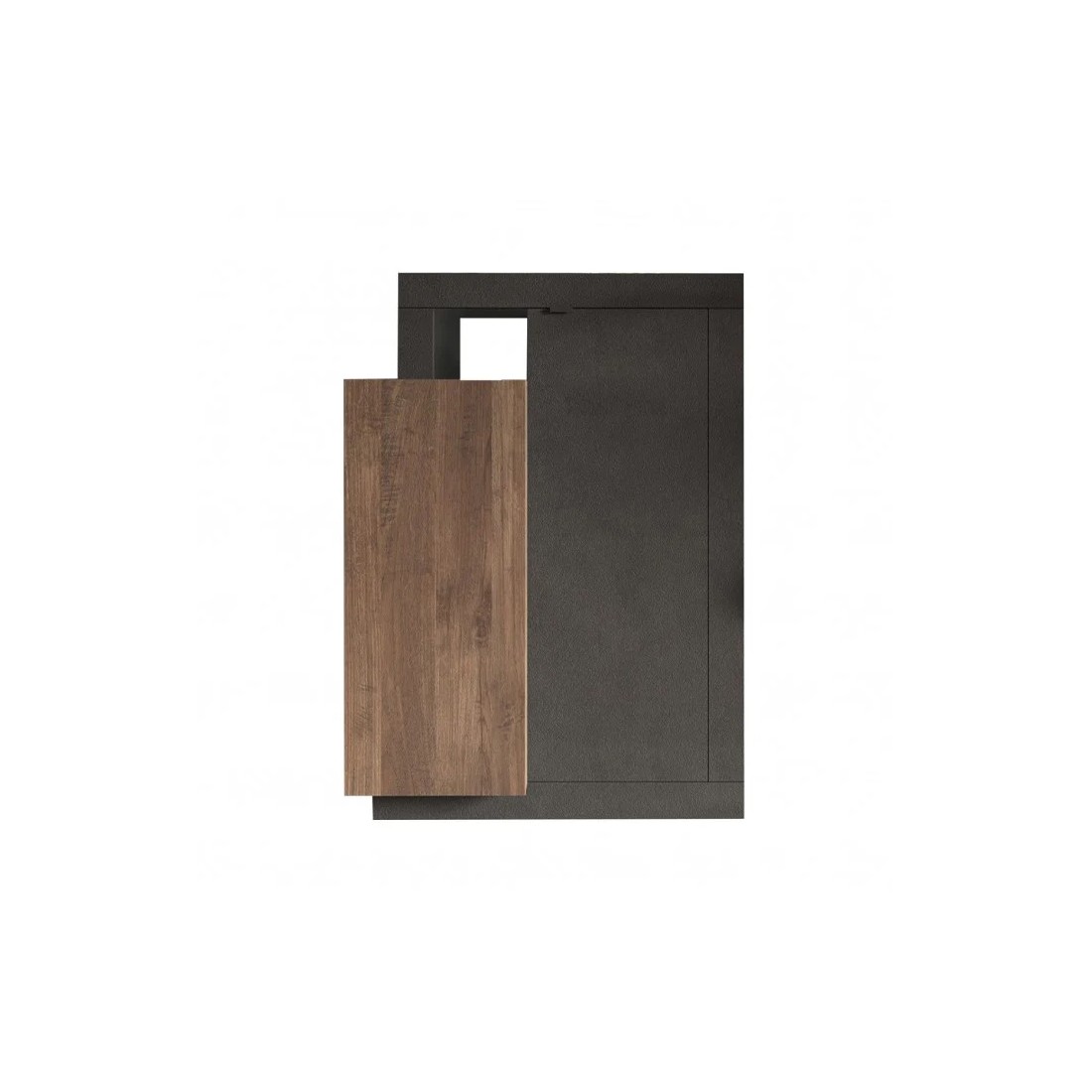 Meuble TV 1 porte 2 tiroirs, collection DOMI, gris anthracite/chêne foncé, pour salon design