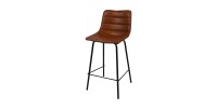 Lot de 2 tabourets de bar avec dossier effet cuir cannelle collection NETS - Style industriel