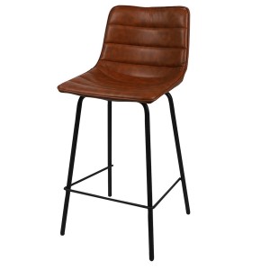 Lote de 2 taburetes de bar con respaldo efecto cuero canela colección NETS - Estilo industrial