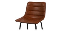 Lot de 2 tabourets de bar avec dossier effet cuir cannelle collection NETS - Style industriel