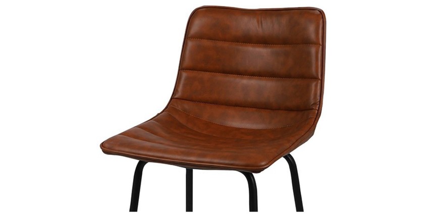 Lot de 2 tabourets de bar avec dossier effet cuir cannelle collection NETS - Style industriel