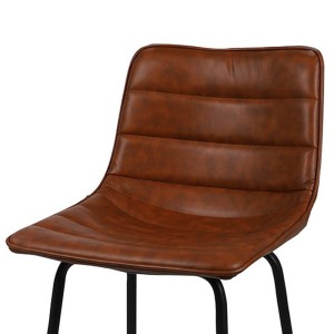 Lot de 2 tabourets de bar avec dossier effet cuir cannelle collection NETS - Style industriel